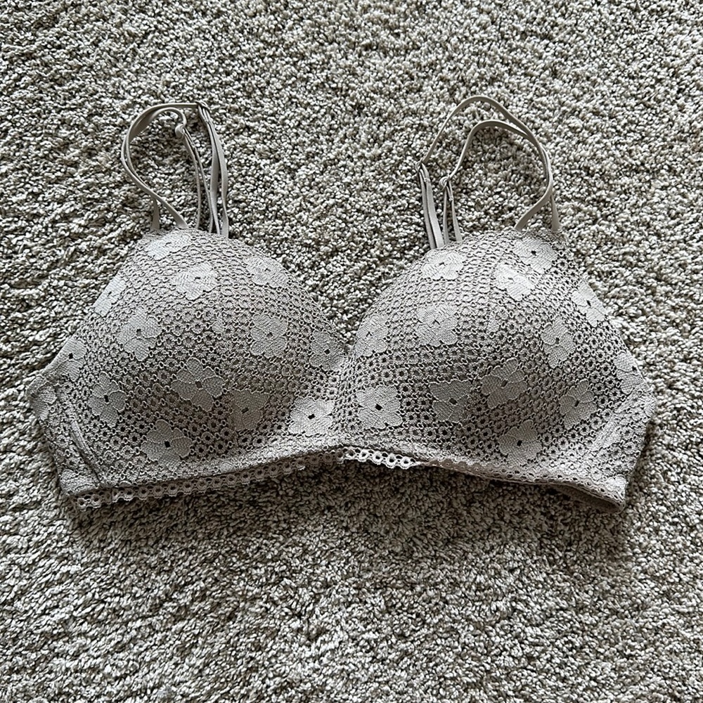 Aerie Tan/Beige Floral Lace Bra